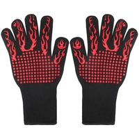 Manusi termorezistente pentru gratar si bucatarie, Darklove, 2 manusi protectie termica antialunecare, Potrivit pentru disc gratar/protap/ceaun, marime universala, Silicon, Rosu