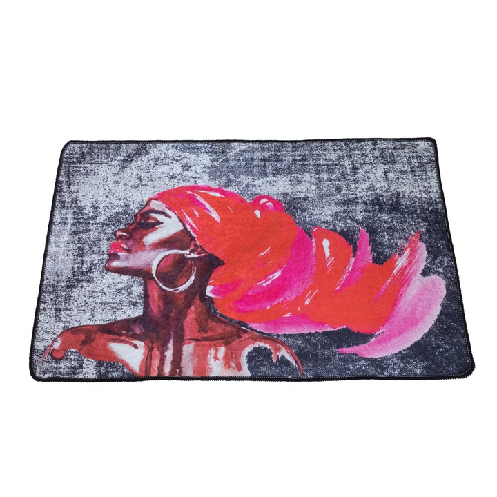 Килим за кухня Kino Pink Hair 60x100см, 100% полиестер, височина на плюша 6 мм, грамаж 800 г/кв.м, противоплъзгащ, гръб от PVC с точки, профилен модел