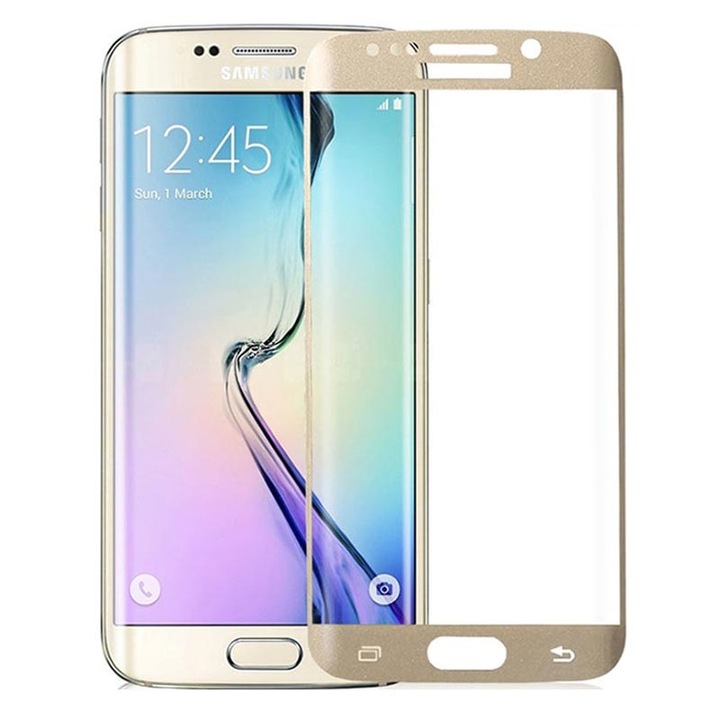 Folie de protectie tempered glass pentru Samsung Galaxy S6 Edge Plus full glue gold