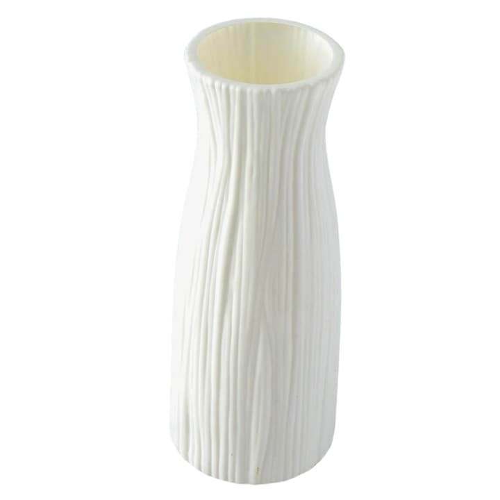 Vaza decorativa pentru flori unicata, din plastic, alb, 23 cm