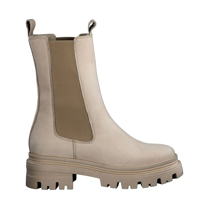 Botine dama, Tamaris, Piele/Textil, Bej, 39