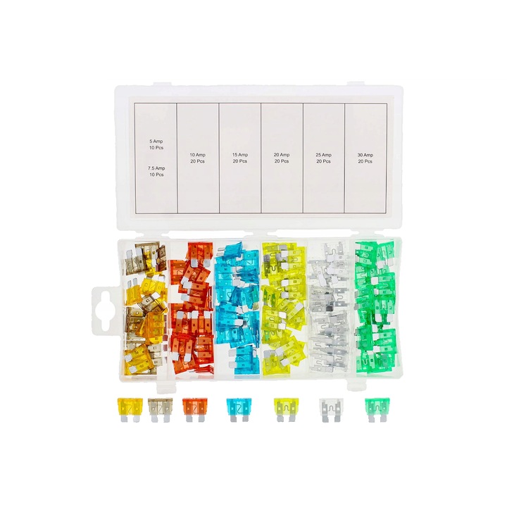 Set sigurante auto mini Asta, 120 piese, multicolor, 5-30 A