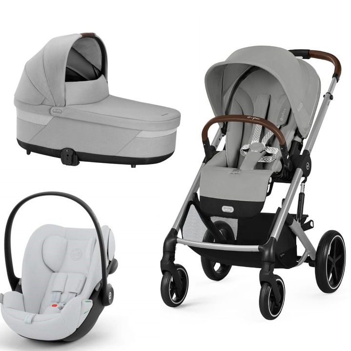 Количка Cybex, Balios S Lux 3 в 1, Stone Grey, със столче за кола Cloud G i-Size Plus Lava Grey