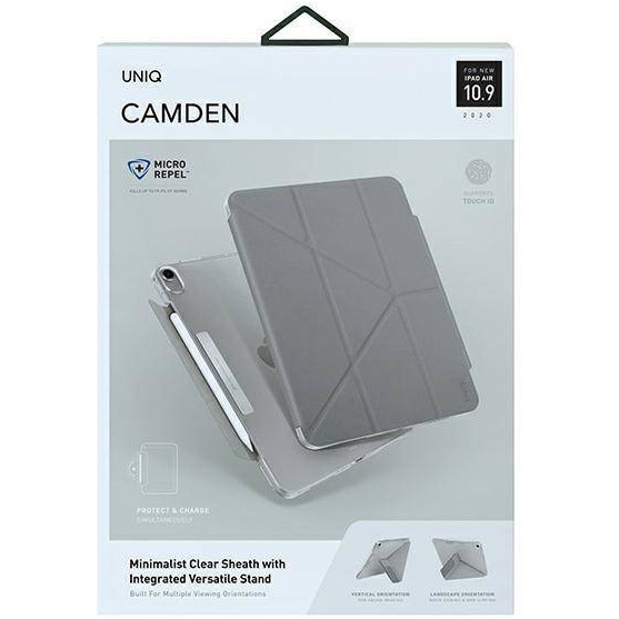 Husa de protectie UNIQ Camden pentru iPad Air 10,9" (2020) Antimicrobial, Gri