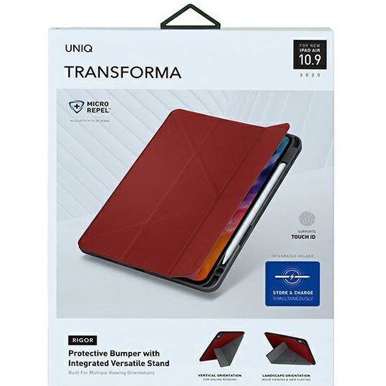 Husa de protectie UNIQ Transforma Rigor Antimicrobial pentru iPad Air 10,9 (2020), Coral Rosu