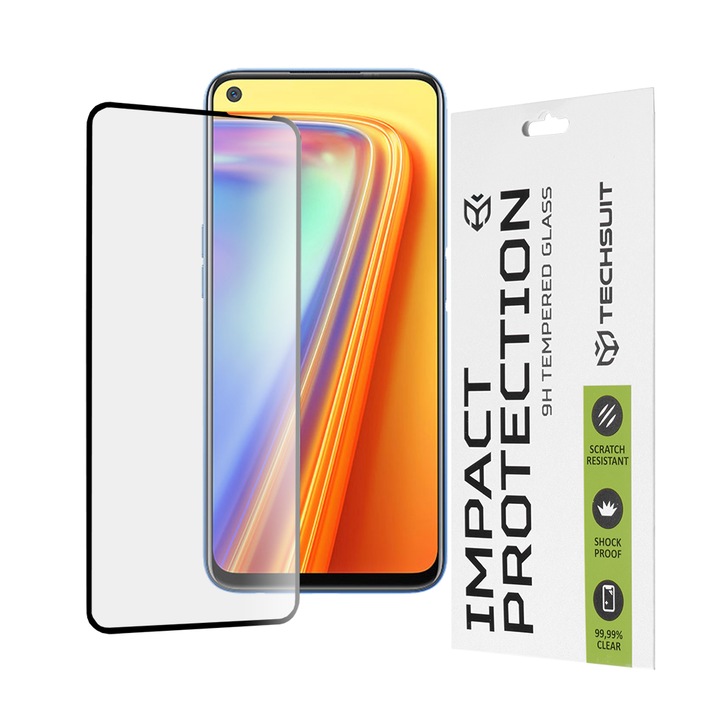 Стъклен Протектор за Realme 7 4G / Realme 7 5G - Techsuit Full Cover / Full Glue - Черен