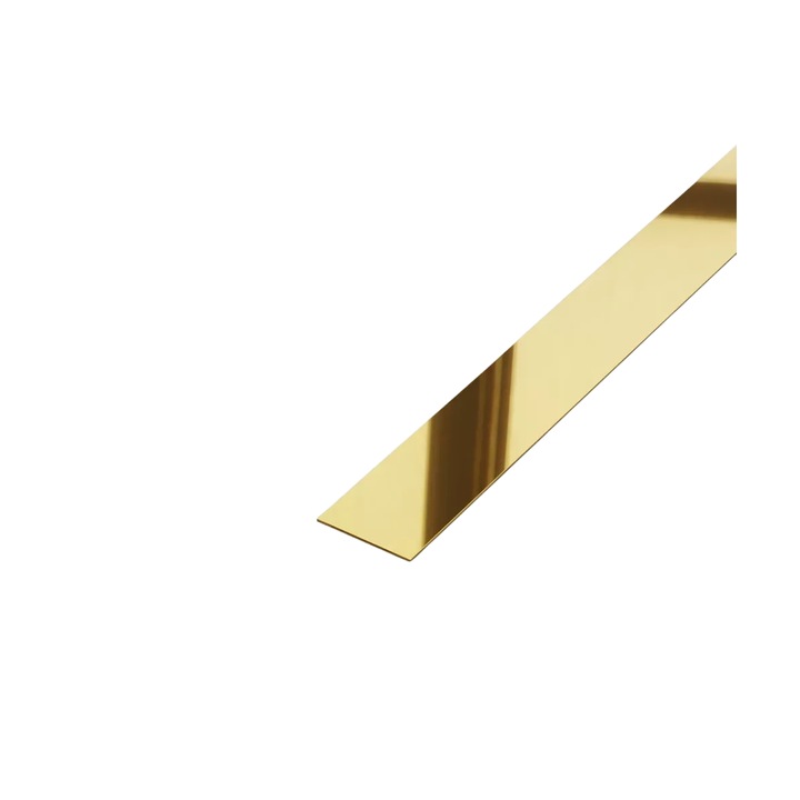 Profil platbanda, Inox, Dreptunghiular, 270 x 3 cm, 0.6 mm grosime, Auriu cu finisaj lucios