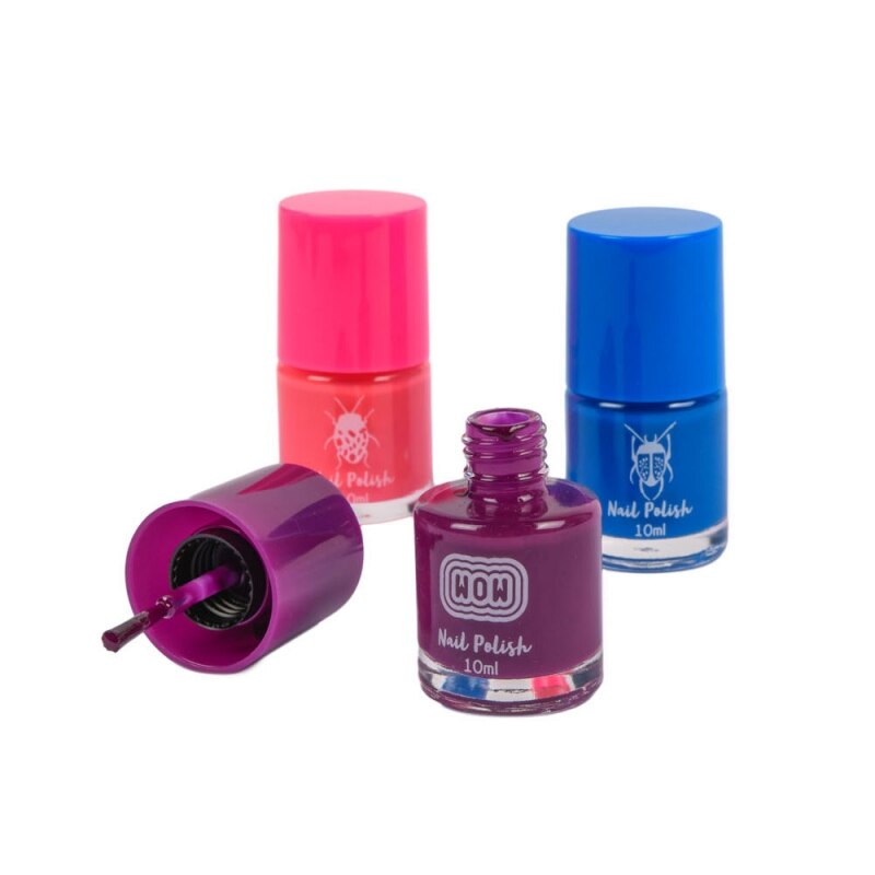 Lacuri Roz Set 3 lacuri de unghii Poptastic pentru fetite, 10 ml, Mov, Albastru ...