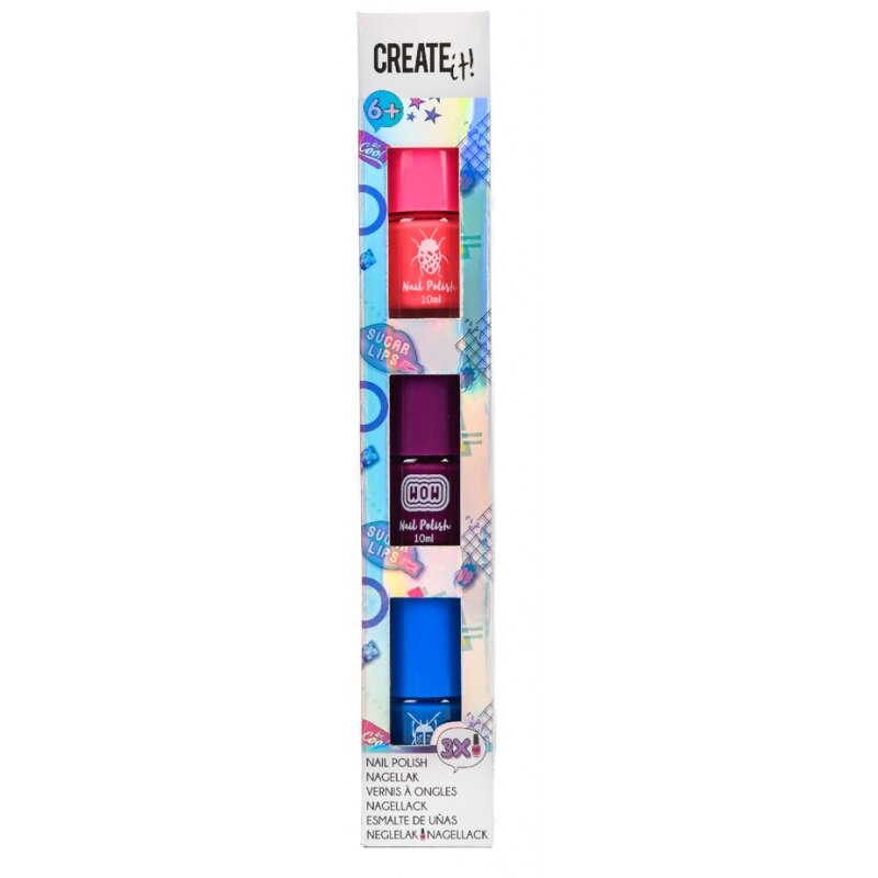 Lacuri Roz Set 3 lacuri de unghii Poptastic pentru fetite, 10 ml, Mov, Albastru ...