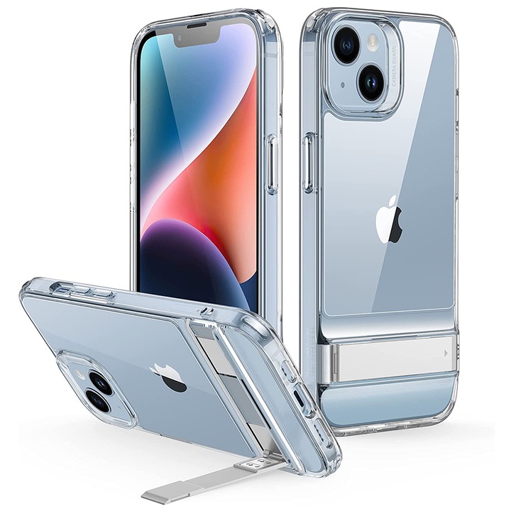 Tok iPhone 14 / iPhone 13 készülékhez, ESR Air Shield Boost Kickstand, átlátszó