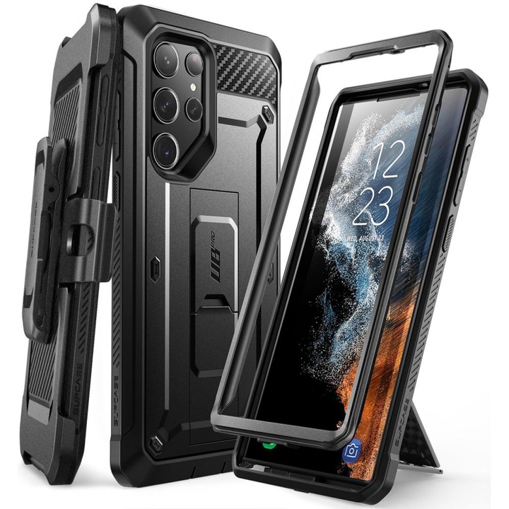 Защитен калъф Supcase Unicorn Beetle Pro, за Samsung Galaxy S23 Ultra, Превъзходна защита срещу износване, Подобрена защита срещу удар, Черен