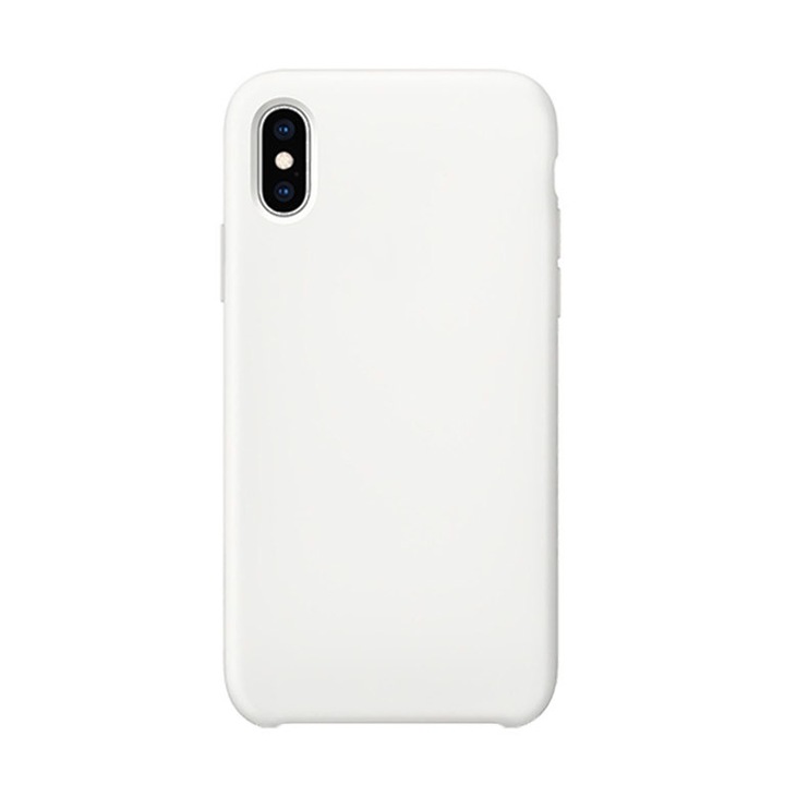 iPhone XS kompatibilis tok, szilikonból, elegáns kivitel, belső mikroszálas, fehér, Doty®️