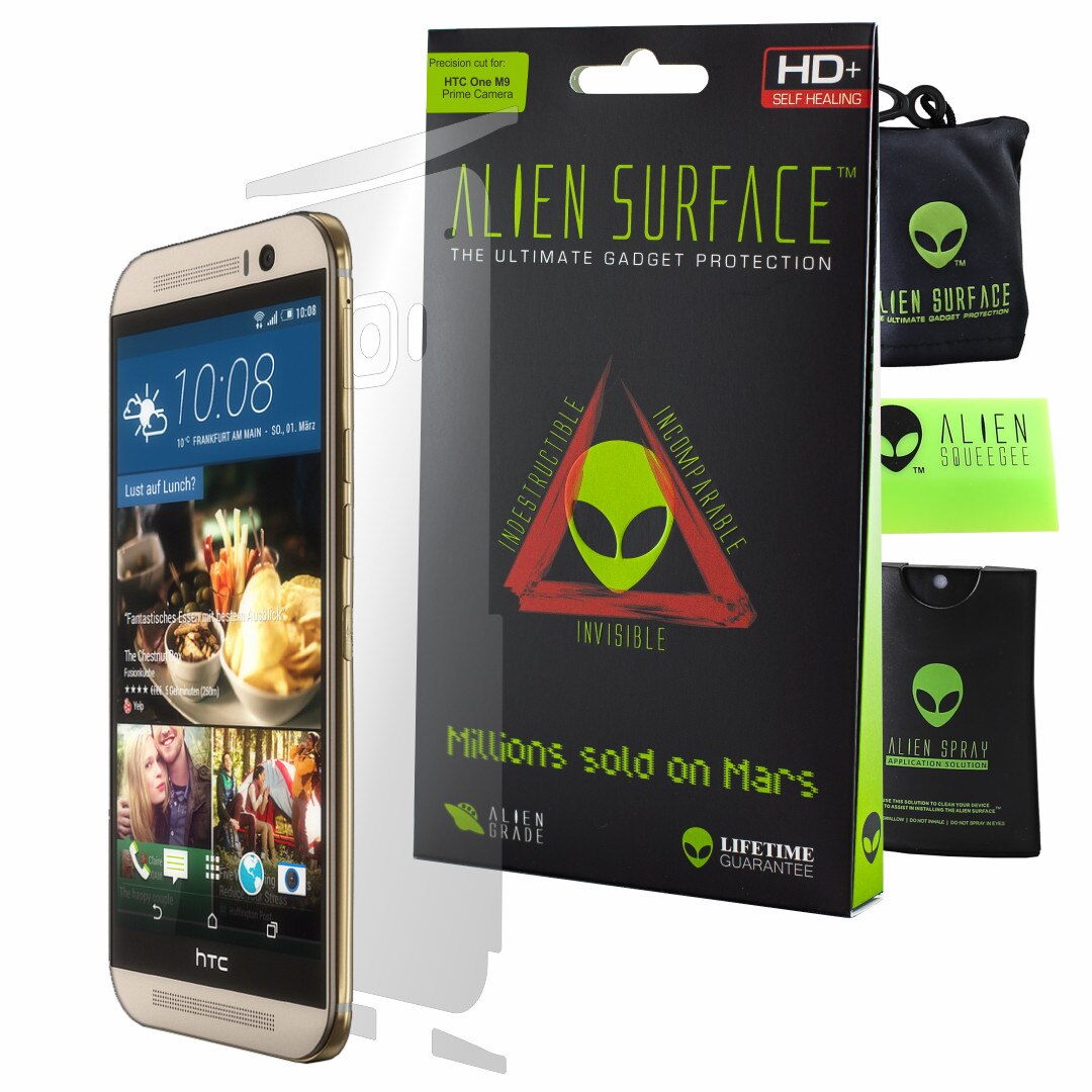 Folie Alien Surface HD, HTC One M9 Prime Camera, protectie spate, laterale + Alien Fiber cadou