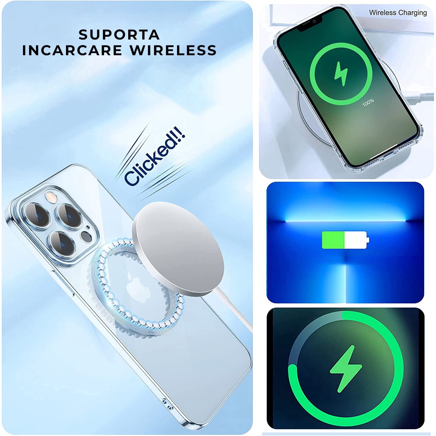 Husa Daden® Magsafe Luxury compatibil Iphone 11 Pro Max cu protectie camera, Antisoc, Transparent cu margini negre