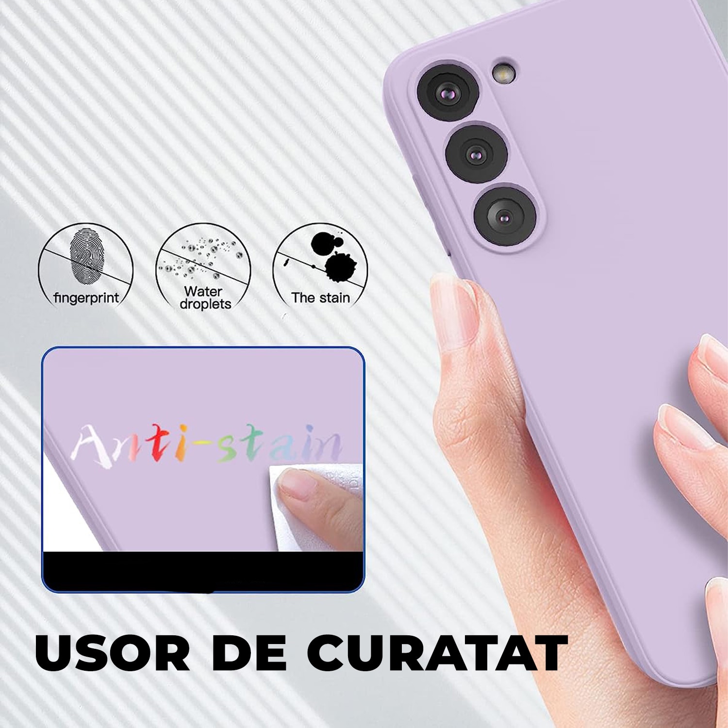 Husa Daden® Soft Silicone compatibila cu Samsung S23 Plus, Interior din Microfibra, Protectie la camera, Protectie sporita, Mov