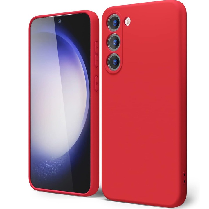 Daden® Soft Szilikon tok, Samsung S23 kompatibilis, Mikroszálas belső, Kameravédelem, Fokozott védelem, Piros