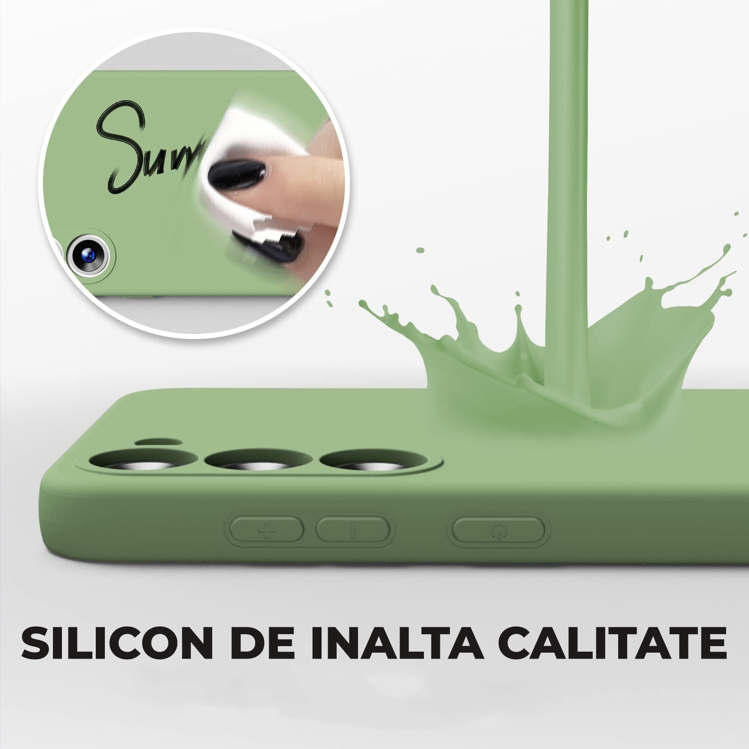 Husa Daden® Soft Silicone compatibila cu Samsung S23 Plus, Interior din Microfibra, Protectie la camera, Protectie sporita, Verde