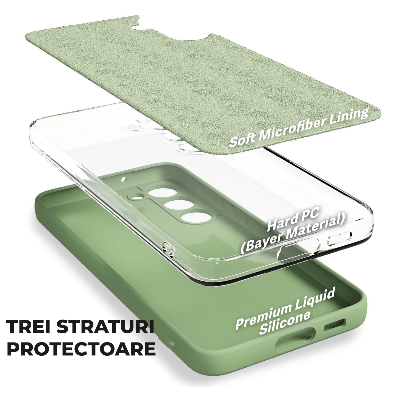 Husa Daden® Soft Silicone compatibila cu Samsung S23 Plus, Interior din Microfibra, Protectie la camera, Protectie sporita, Verde