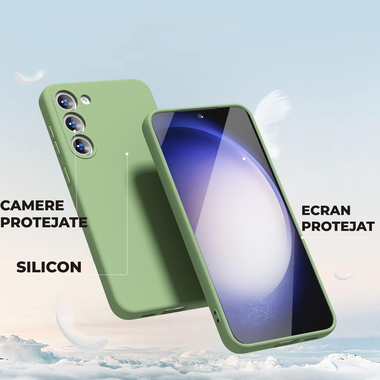 Husa Daden® Soft Silicone compatibila cu Samsung S23 Plus, Interior din Microfibra, Protectie la camera, Protectie sporita, Verde