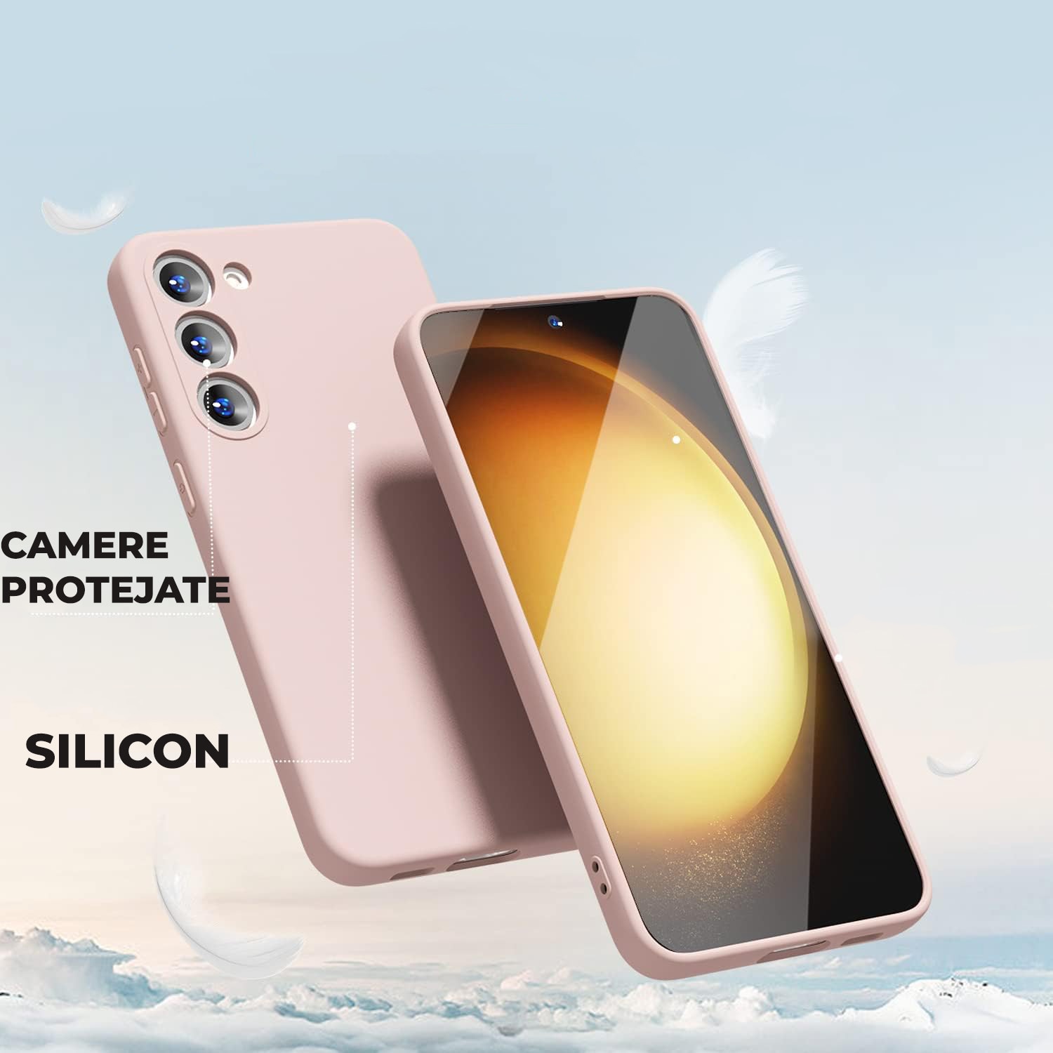 Husa Daden® Soft Silicone compatibila cu Samsung S23 Plus, Interior din Microfibra, Protectie la camera, Protectie sporita, Roz