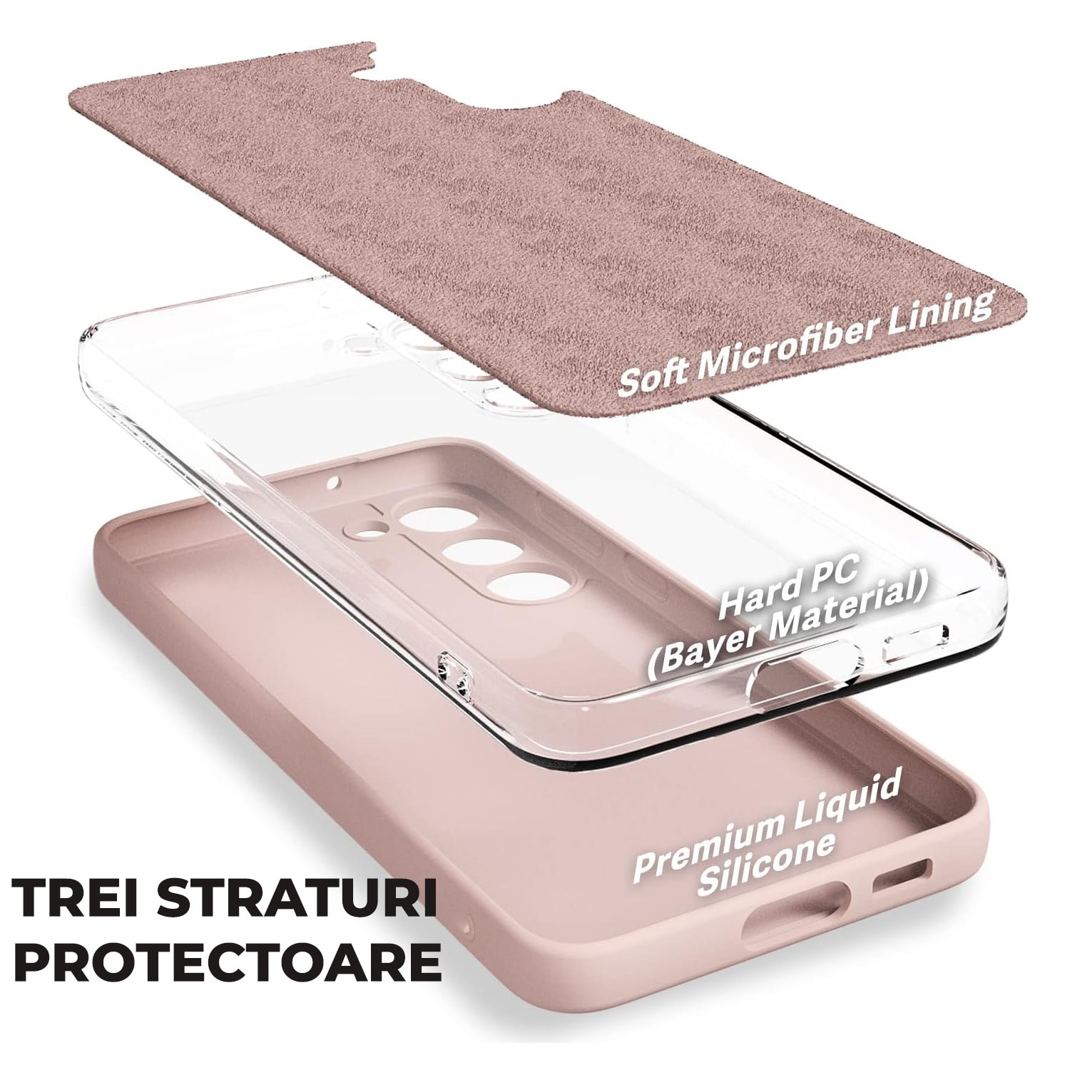 Husa Daden® Soft Silicone compatibila cu Samsung S23 Plus, Interior din Microfibra, Protectie la camera, Protectie sporita, Roz