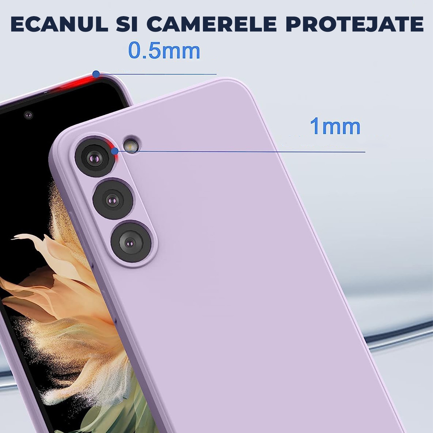 Husa Daden® Soft Silicone compatibila cu Samsung S23 Plus, Interior din Microfibra, Protectie la camera, Protectie sporita, Mov