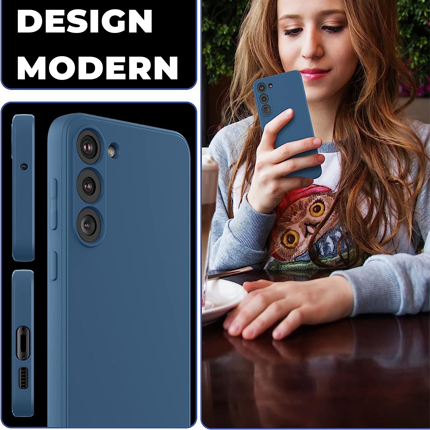 Husa Daden® Soft Silicone compatibila cu Samsung S23, Interior din Microfibra, Protectie la camera, Protectie sporita, Albastru inchis