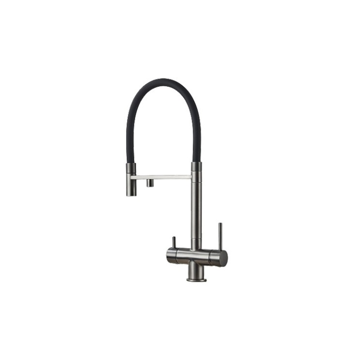 Смесител за кухненска мивка Blackswan Тип M290 антрацитно сив модел с изход за пречистена вода и 2 режима, размер 52 см