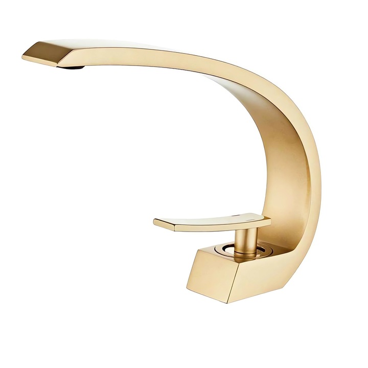 Fürdőszoba mosogató csaptelep, nikkelezett arany, sárgarézből, kerámia patron, csatlakozók mellékelve