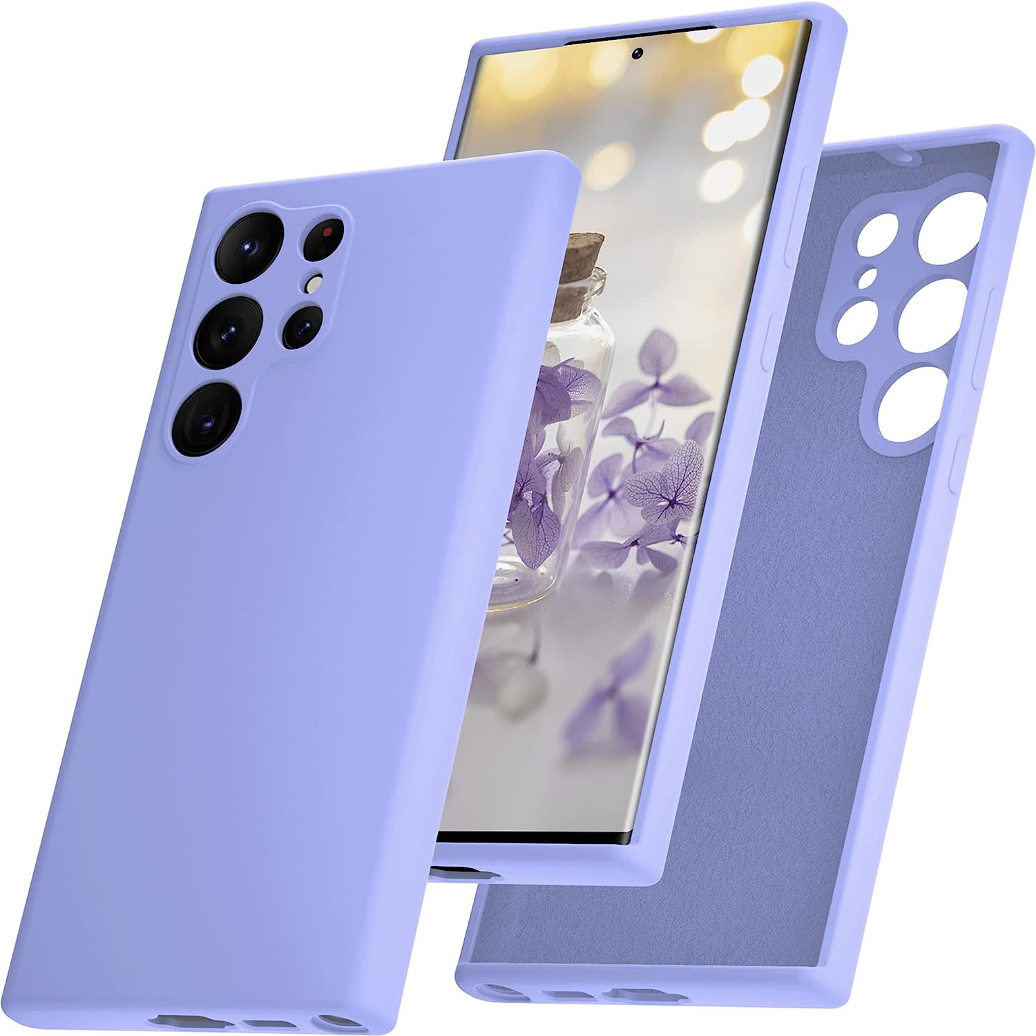 Husa Daden® Soft Silicone compatibila cu Samsung S23 Ultra, Interior din Microfibra, Protectie la camera, Protectie sporita, Mov