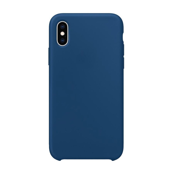 iPhone XS kompatibilis tok, szilikonból, elegáns kivitel, belső mikroszálas, sötétkék, Doty®️