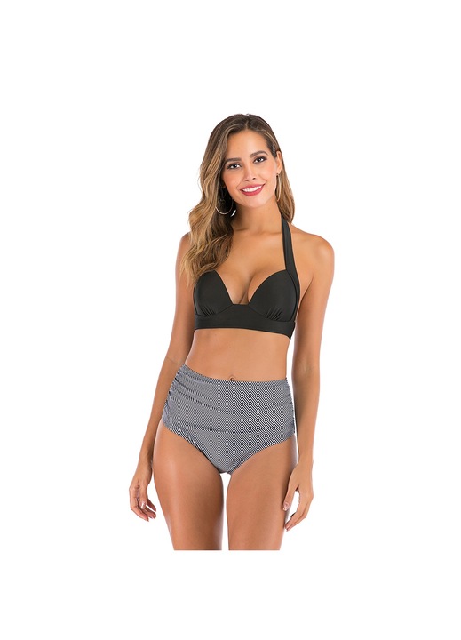 Costum de baie dama, 2 Piese, Poliester, Negru/Alb, Alb/Negru