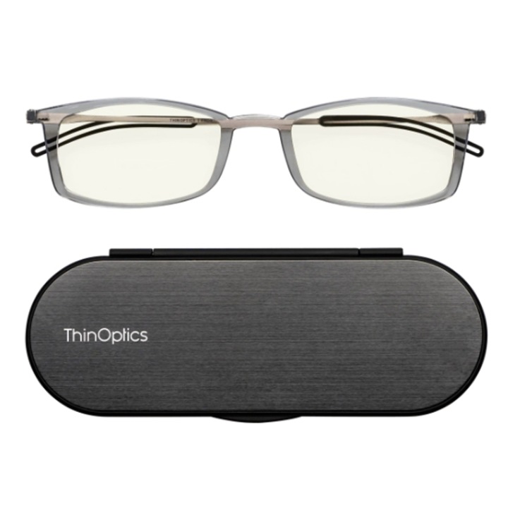 Компактни компютърни очила с рамки ThinOptics, С кутийка, Диоптър +1.0, Безцветен