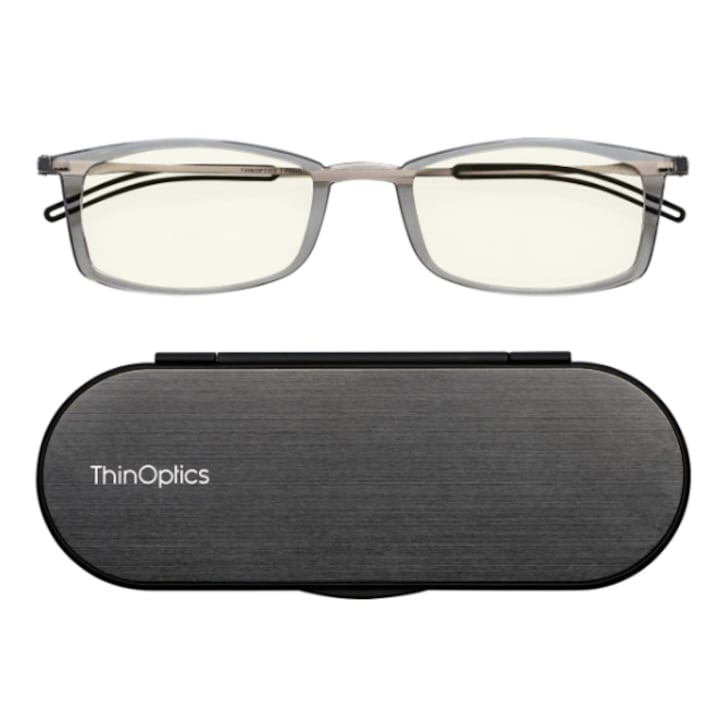Компактни компютърни очила с рамки ThinOptics, С кутийка, Диоптър +2.5, Безцветен