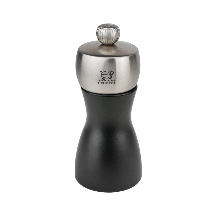 Sódaráló, Peugeot, Fa, 12 cm, Fekete/Ezüst