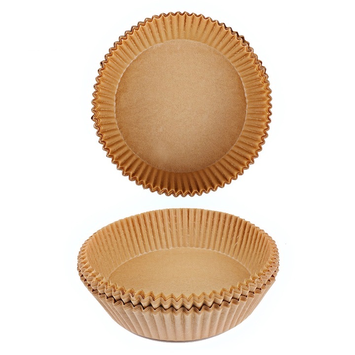 Комплект 100 хартии за печене за AirFryer, кръгла, 20см, кафява