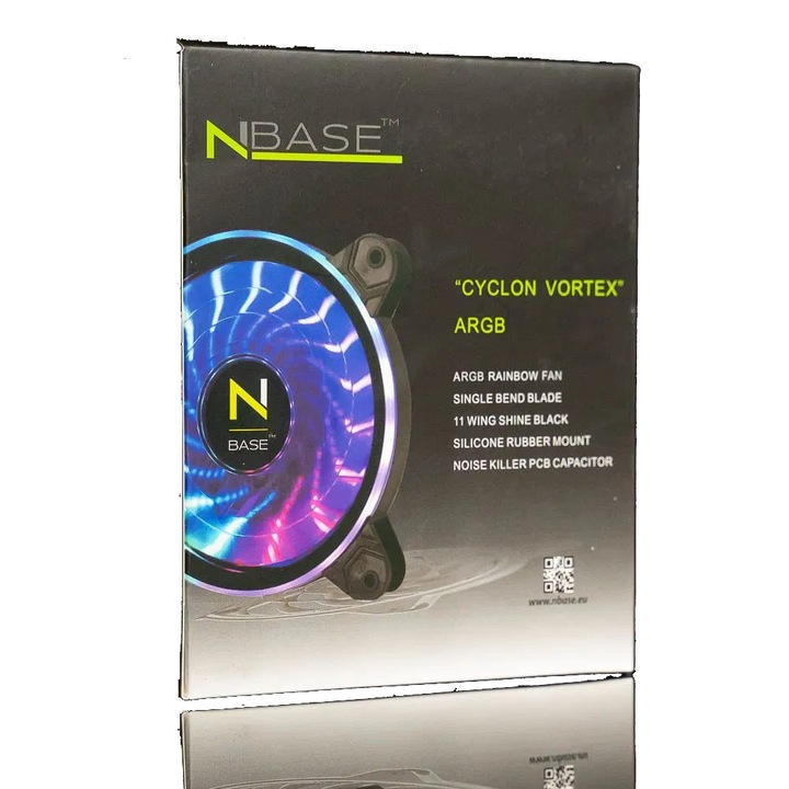 NBase Cyclon Vortex 120mm ARGB 11-Wing Silicone Silencer hűtő ventilátor (2476) (nbase2476)