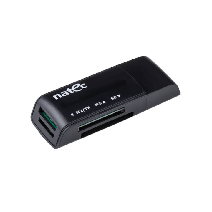 Четец за карти с памет, Natec Card Reader MINI ANT 3 SDHC MMC M2 MICRO SD USB 2.0 Black