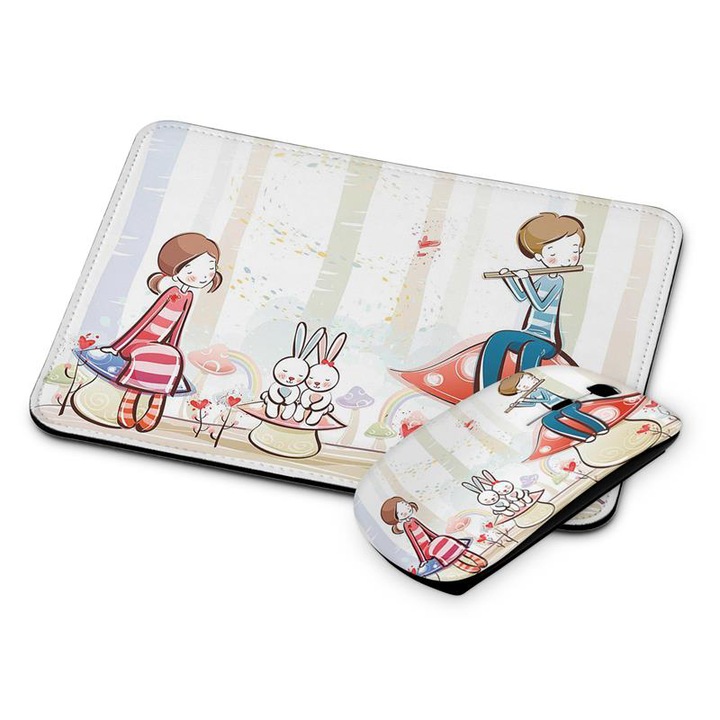 Boldogság vezetéknélküli egér és egérpad