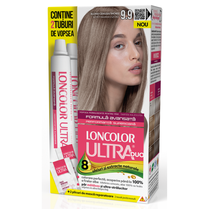 Vopsea de Par Permanenta Loncolor Ultra Max 9.9 Blond cenusiu Inchis, 200 ml