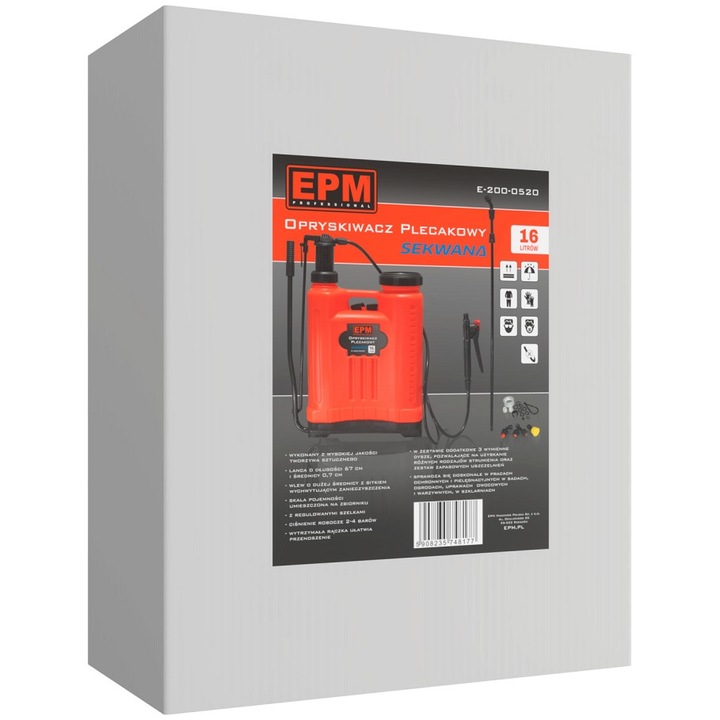 Пръскачка, EPM, Пластмасова, 18 л, Оранжева