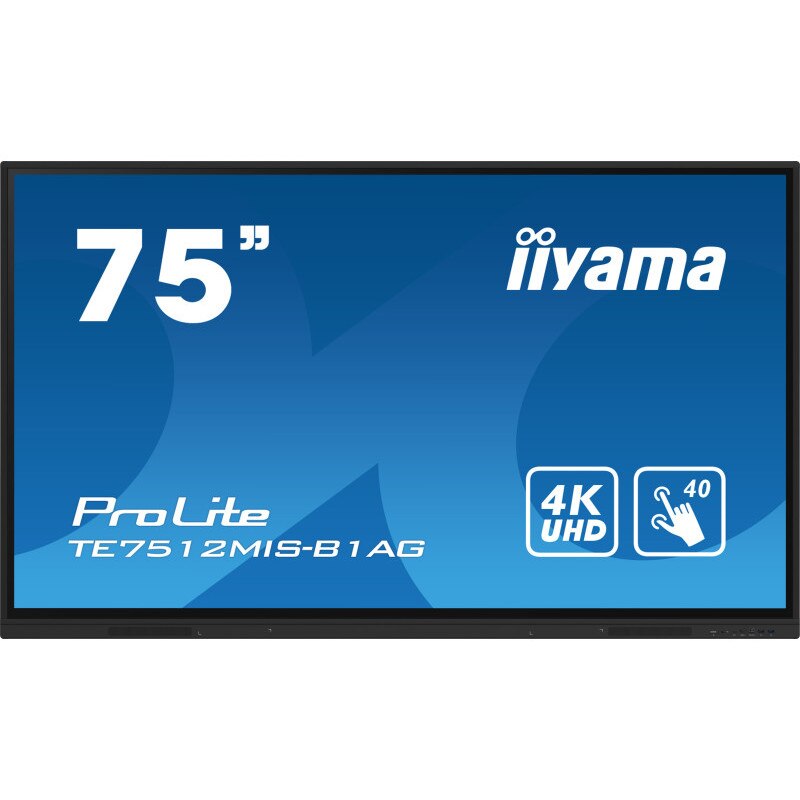 Монитор ProLite, IIYAMA, 75 инча, IPS LED 4K /VGA HDMI USB-C WiFi ...