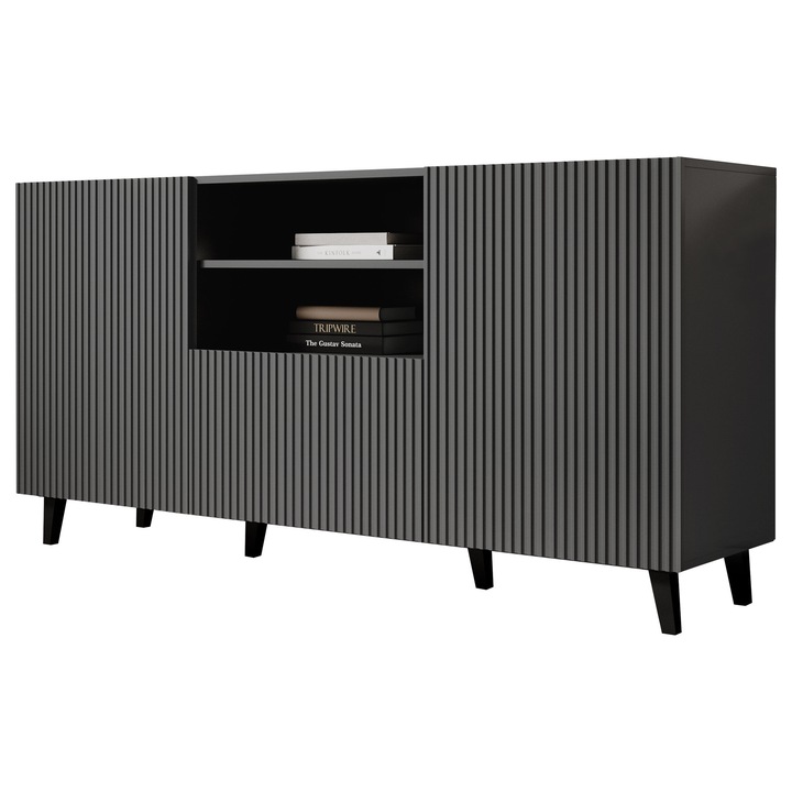 Comoda Tilderi Grey 150, MIRJAN24, gri antracit, 151x83x42 cm