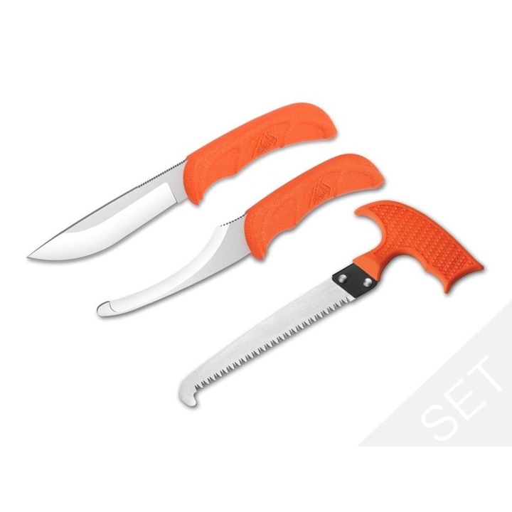 Set Cutite Vanatoare si Evicerare Outdoor Edge Jaeger-Pair cu Ferastrau Os, Lame Otel Inoxidabil 420J2, Manere Cauciucate TPR, Textura Coarne, Ideal Vanatoare, Depozitare Echipament, Functionalitate Excelenta, Pret Accesibil