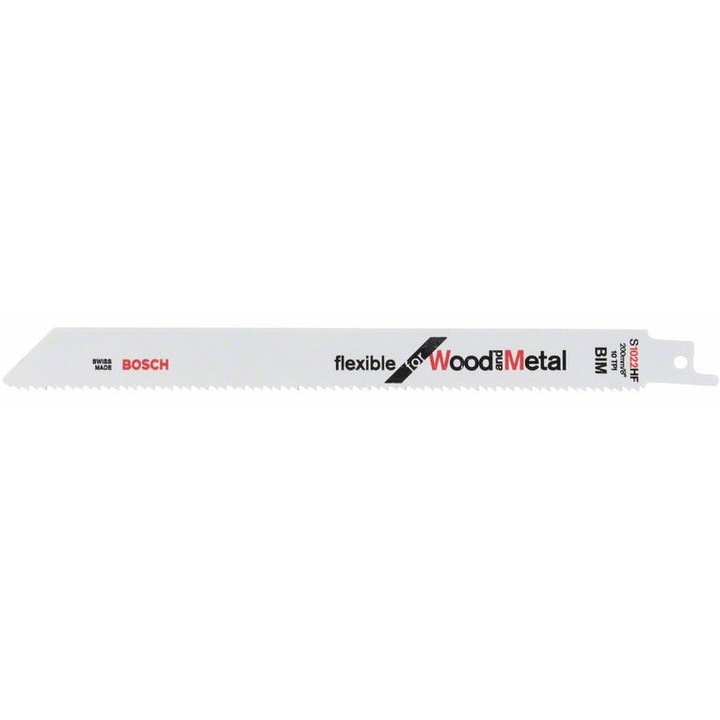 Set 100 panze ferastrau sabie, Bosch, metal, taiere lemn si metal, 225 x 19 x 0.9 mm, argintiu