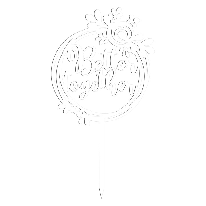 Topper tort Better Together, Inedit Print, TC898, Alb, 16 cm