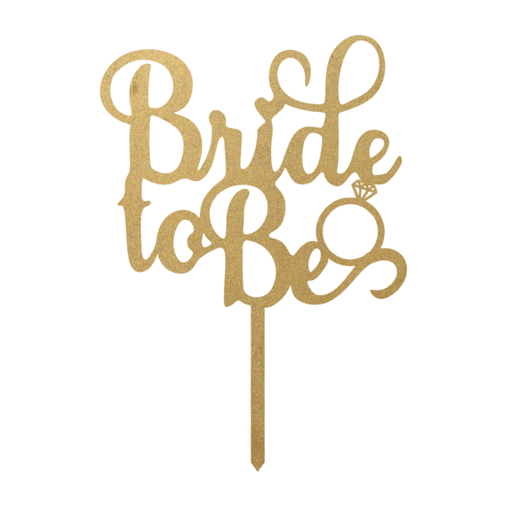 Topper tort Bride to Be, Inedit Print, TC343, Auriu, 13 cm