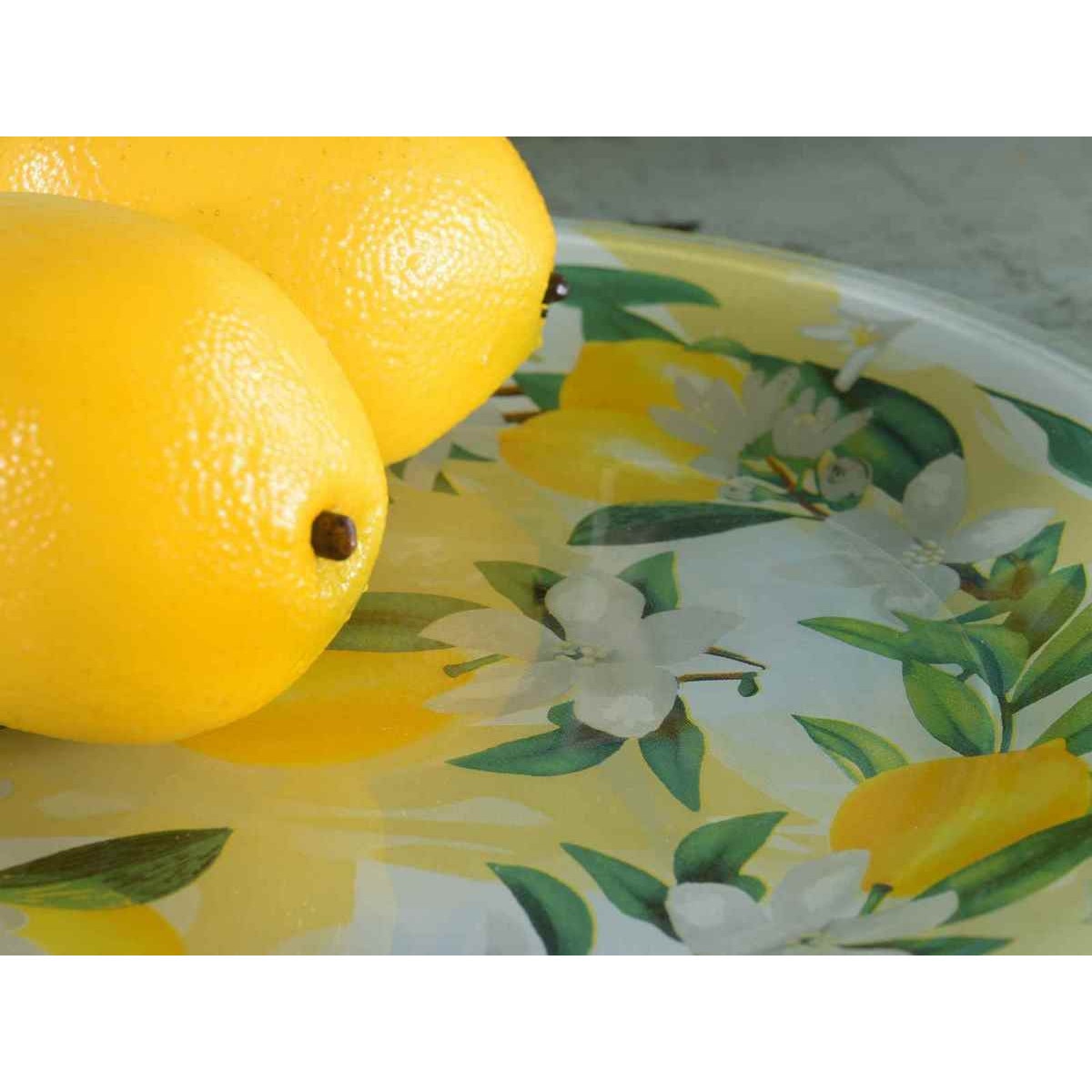 Комплект 3 стъклени чинии с декорация Лимон 30 см, 25 см, 20 см - eMAG.bg