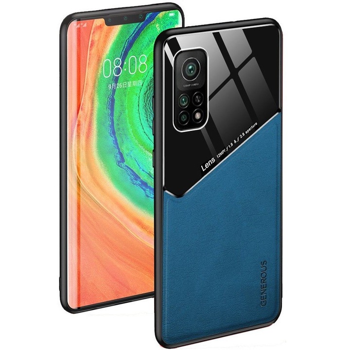Силиконов калъф за Xiaomi 12 Pro / 12 Pro (Dimensity) / 12S Pro, гръб от кожа и плексиглас, устойчивост на удар, съвместим с магнитен държач, Wooze Texture, син (114439)