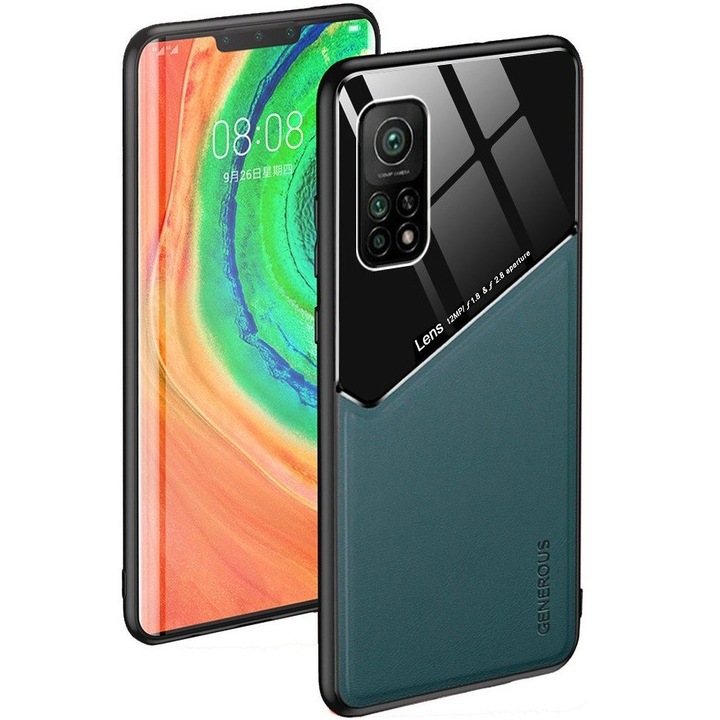 Huawei Honor 30 Lite / 30 Youth, Силиконов калъф, гръб от кожа и плексиглас, средна устойчивост на удар, съвместим с магнитен държач, Wooze Texture, зелен (100926)